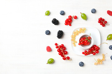 Fototapeta na wymiar Concept of fresh food, berries, space for text