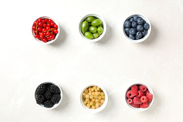 Concept of fresh food, berries, top view