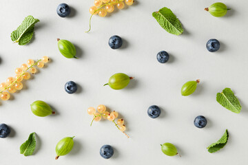 Concept of fresh food, berries, top view