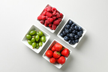 Concept of fresh food, berries, top view