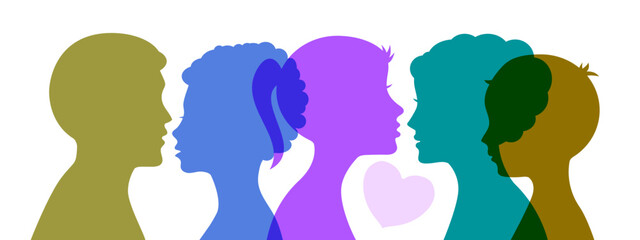 Parents and children. Drawing of a human silhouette.
Family,

adolescent psychology, family relations between relatives. Vector image.