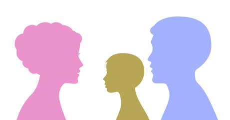 Parents and children. Drawing of a human silhouette.
Family,

adolescent psychology, family relations between relatives. Vector image.