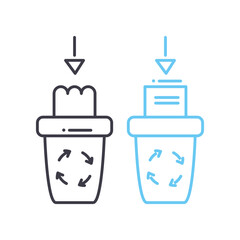 waste separation line icon, outline symbol, vector illustration, concept sign
