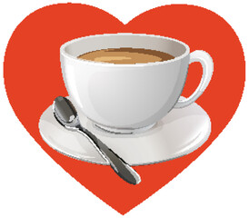 Coffee cup with heart background
