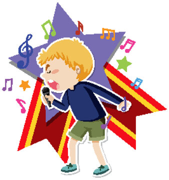 A boy singing cartoon character