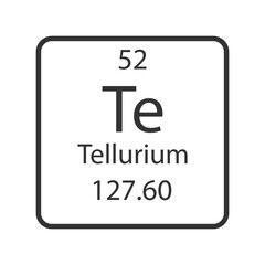 Tellurium symbol. Chemical element of the periodic table. Vector illustration.