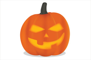 Happy Halloween pumpkin with carved face Decorations for the holiday of Halloween. realistic object vector illustration isolated on a white background