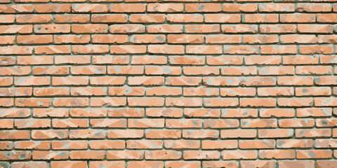 Brick wall. Brick background. Red and brown texture. Old brickwork. Pattern of building with stone and concrete. Vintage tile for house. Masonry and cement for new construction of exterior. Vector.