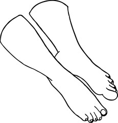 Female hands and feet. Manicure and pedicure concept. Vector Illustration in trendy outline style