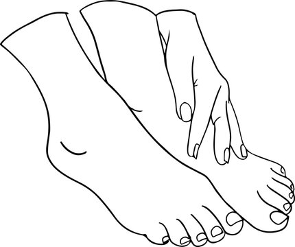 recommend clip art: Female hands and feet. Manicure and pedicure concept. Vector Illustration in trendy outline style