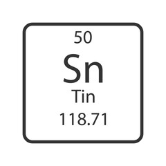 Tin symbol. Chemical element of the periodic table. Vector illustration.