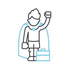 super business hero line icon, outline symbol, vector illustration, concept sign