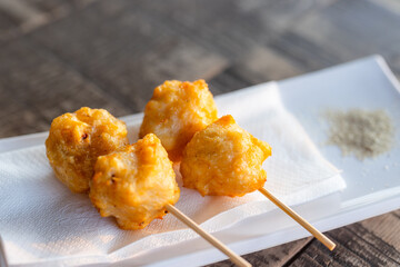 Fried squid ball on plate