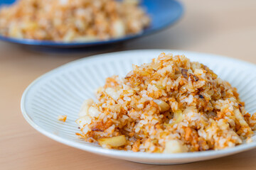 Homemade chinese fry rice on plate