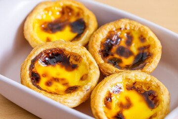 Homemade baked portuguese egg tart