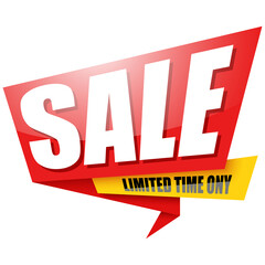 Sale red banner sticker limited time only.