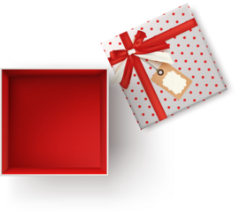 top view of open gift box.