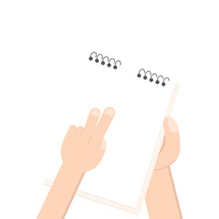 Hand Holding Paper Book Using Lefthanded Double Tap 