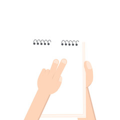 Hand Holding Paper Book Using Lefthanded Double Tap 