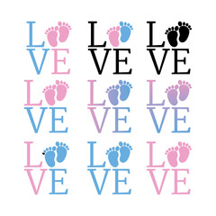 Baby Foot Print Love Vector