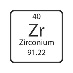 Zirconium symbol. Chemical element of the periodic table. Vector illustration.