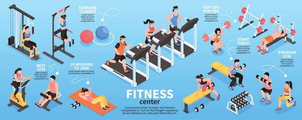 Isometric Gym Fitness Infographics
