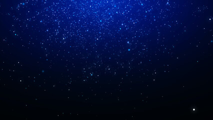 Background of falling magic dust particles. Abstract futuristic concept. Energy flow of blue particles. 3D rendering.