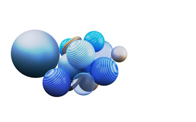 3D Rendering Balls Or Sphere Collection On White Background.
