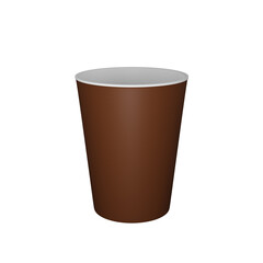 3D Render Of Isolated Brown Disposal Glass Against White Background.