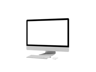 Desktop computer. Clipping path for device. Isolated on white background. 3d rendering