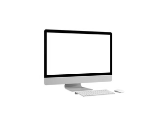 Desktop computer. Clipping path for device. Isolated on white background. 3d rendering