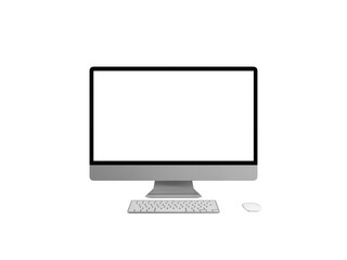 Desktop computer. Clipping path for device. Isolated on white background. 3d rendering