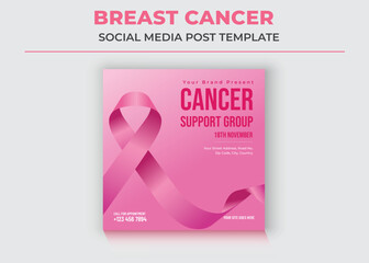 Support Group social media, Cancer Support Group Social Media Template, Breast Cancer Awareness Month