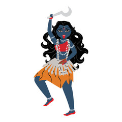 Indian Goddess Kalaratri Character On White Background.