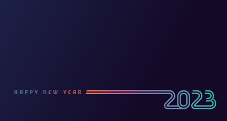 Happy New Year 2023, creative colored lines design. Christmas banner, digits on blue background. Graphic vector template for calendar, postcard or poster