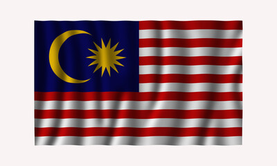 Waving Malaysian Flag in beautiful 3D Illustration