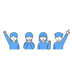 上半身複数の子供イラスト