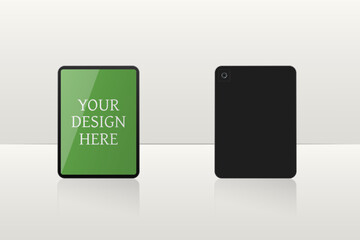 Mockup of laptop with green screen vertor illustration.