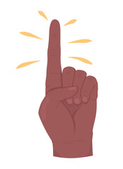 Exclamation semi flat color vector hand gesture. Editable pose. Human body part on white. Draw audience attention cartoon style illustration for web graphic design, animation, sticker pack