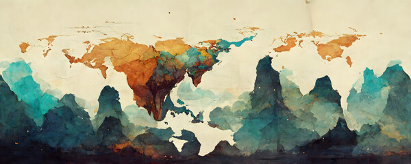 Eine stilisierte Weltkarte mit verschiedenen Farben