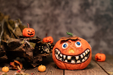 Happy Halloween concept. Trick or treat in autumn season. Scary and dark symbol at night.