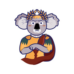 History logo of a koala in the form of a symbol of Julius Caesar. Cartoon portrait