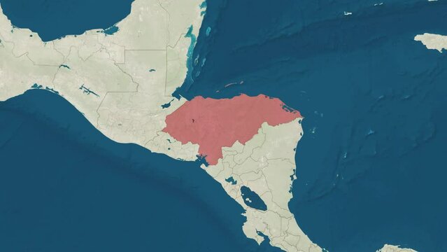Zoom in to the map of Honduras with text, textless, and with flag