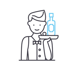 waiter line icon, outline symbol, vector illustration, concept sign