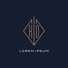 Monogram KO logo with diamond rhombus style, Luxury modern logo design - obrazy, fototapety, plakaty
