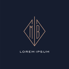 Monogram MB logo with diamond rhombus style, Luxury modern logo design