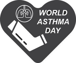 World asthma day icon black symbol
