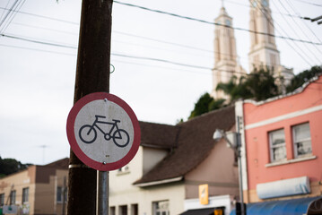 Traffic signage in a city for cars and vehicles