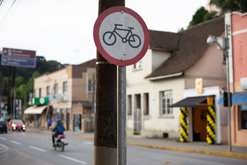 Traffic signage in a city for cars and vehicles