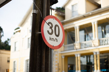 Traffic signage in a city for cars and vehicles